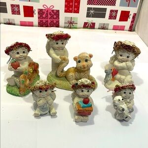 Dreamsicles Adorable Cherub Figurine Set with Floral Accents. Set of 6